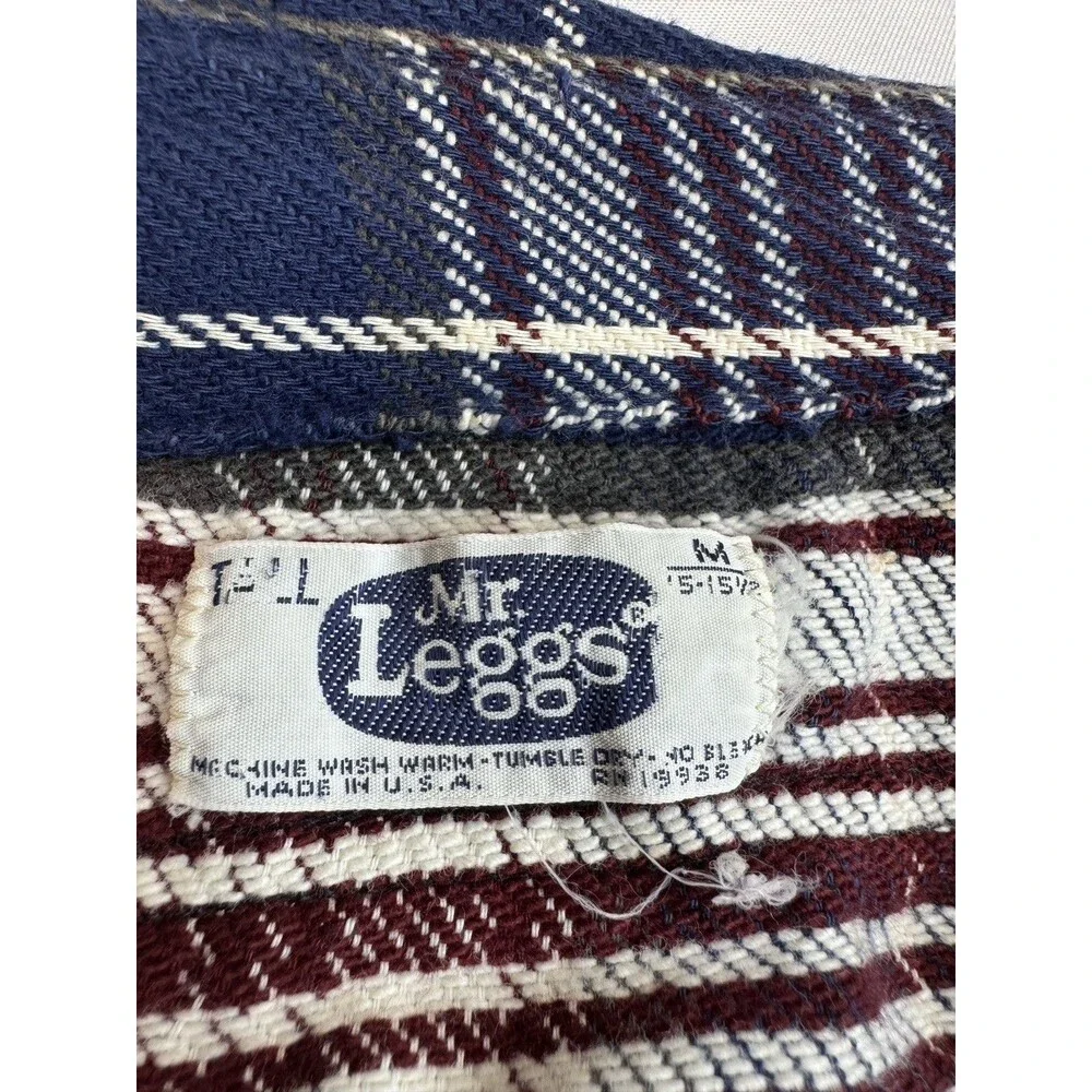 Vintage Mr Leggs Plaid Flannel Shirt Mens M 15-15.5 Made in USA Grunge Workwear